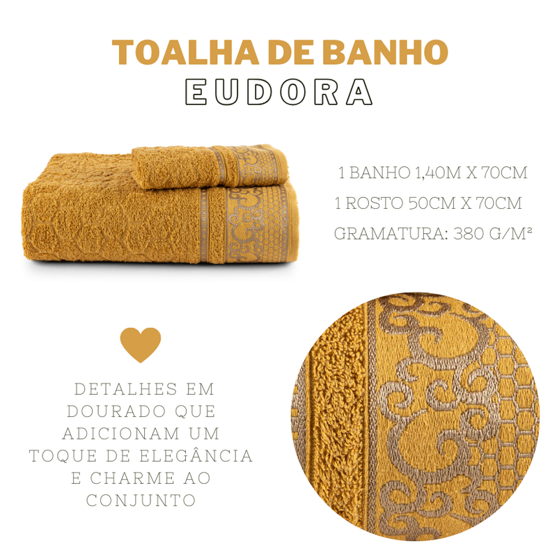 JOGO DE BANHO EUDORA 2 PEÇAS - Cor:Ocre (Amarelo)