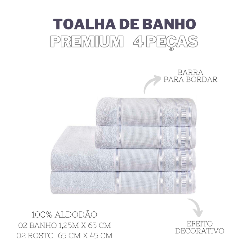 JOGO DE BANHO PREMIUM 4 PEÇAS - Cor:Branco