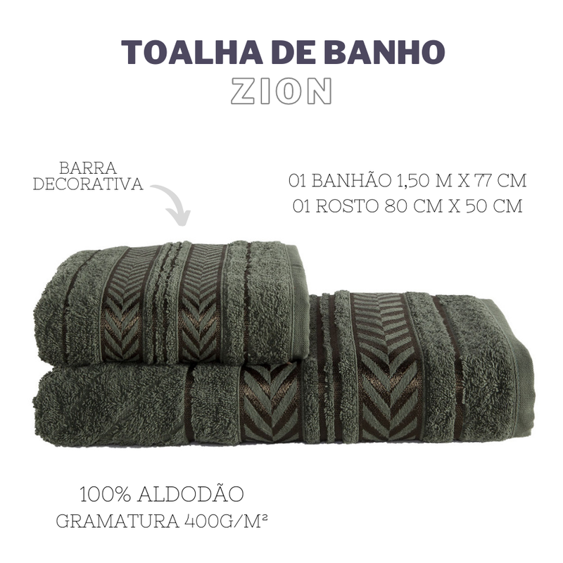 JOGO DE BANHO ZION 2 PEÇAS - Cor:Oliva (Verde)