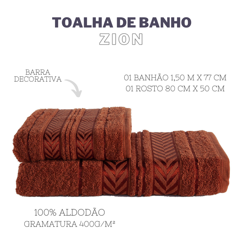 JOGO DE BANHO ZION 2 PEÇAS - Cor:Mascavo (Vinho)