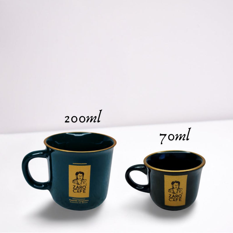Caneca Zaro Café Verde com Borda Dourada 70ml