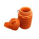 Garrafa Silicone Dobrável Retrátil 500 mL Tampa Rosca com Mosquetão Laranja