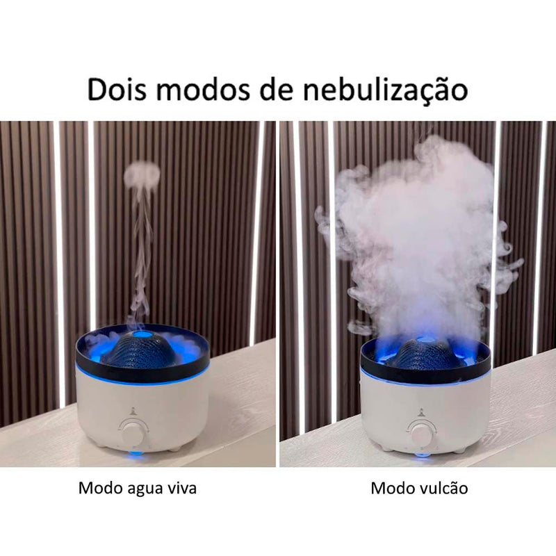Umidificador de Ar Difusor de Óleos Essenciais Maquina de Aromaterapia Vulcão