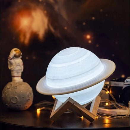 Luminária Abajur Umidificador De Ar Planeta Saturno 3d Cor Branco