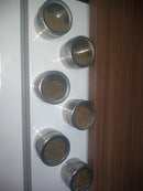 Porta Condimentos E Tempero Magnético em Inox com 6 Potes Com Imã para geladei