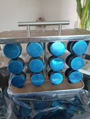 Porta Temperos e Condimentos Resistentes com 12 Peças de Aço e Vidro