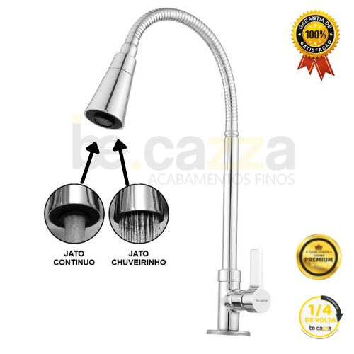 Torneira Gourmet Cozinha Mesa 2 Jatos Luxo 1/4 Volta Meta