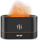 2 em 1 Umidificador Difusor de Óleo Essencial com Luz de Chama Noturna Preto