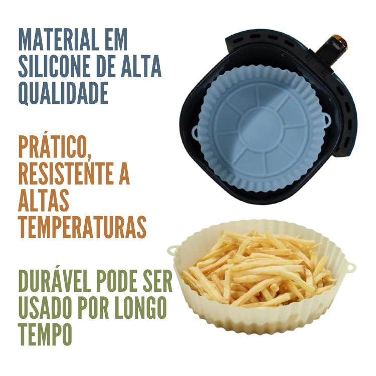 Forma Assadeira Para Fritadeira Air Fryer Em Silicone Flexível Lavável