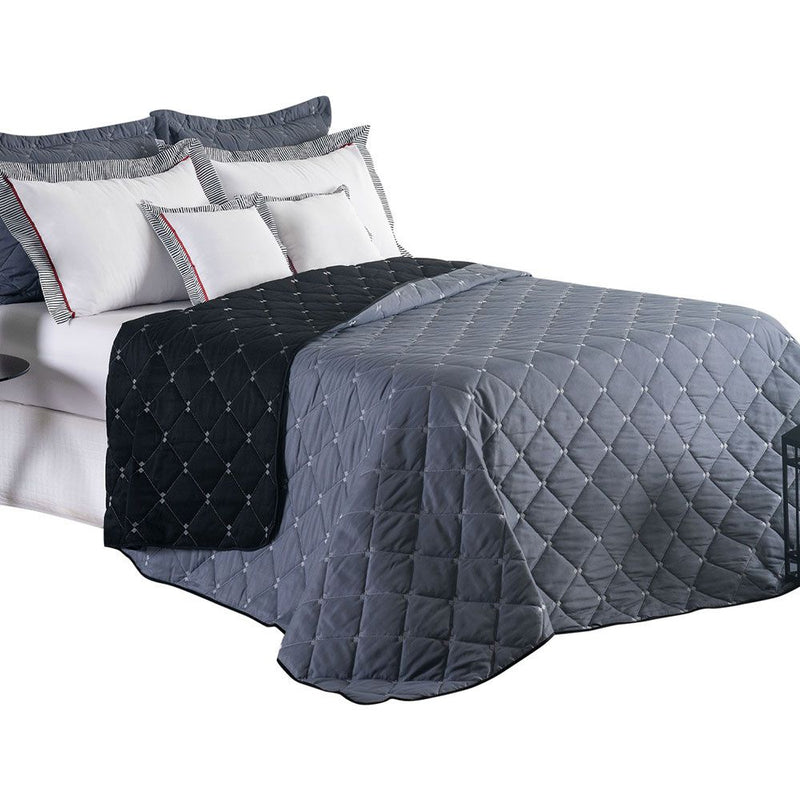 Kit Cobre Leito Dupla Face Casal Padrão Bordado Renove Hipercal 400 Fios