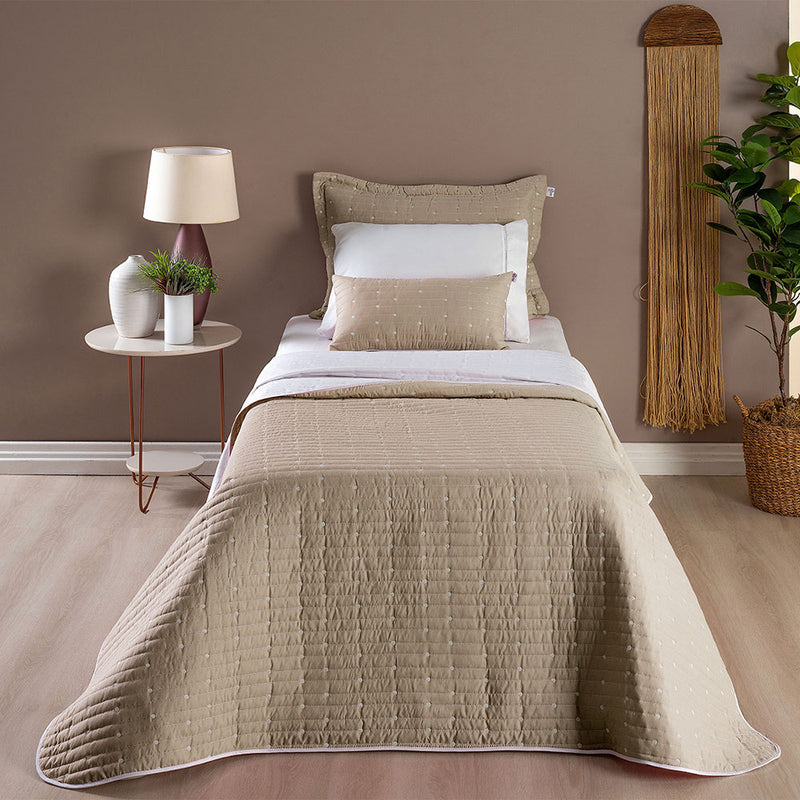 Kit Cobre Leito Solteiro 4 Peças Bordado Urbany 100% Poliéster Hipercal 400 Fi