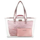 Bolsa Transparente com 3 Peças Diamantes Jacki Design - Rosa