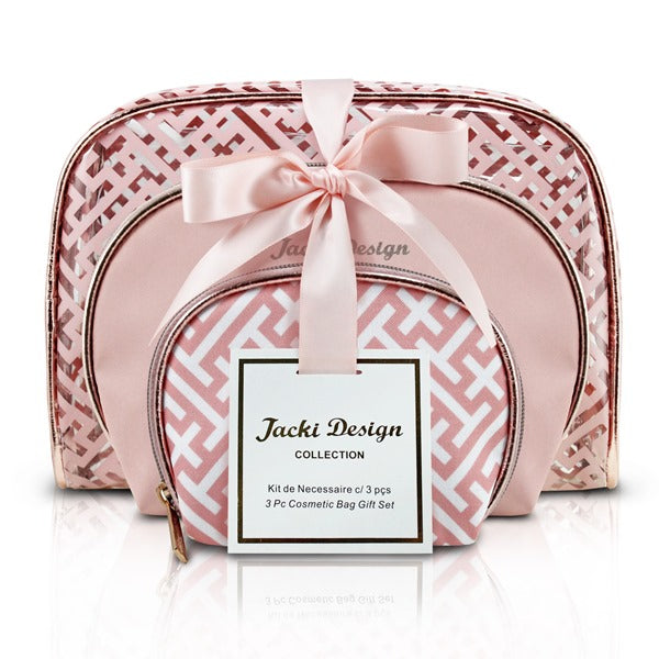 Kit de Necessaire com 3 Peças Diamantes Jacki Design - Rosa (ABC17380-RS)