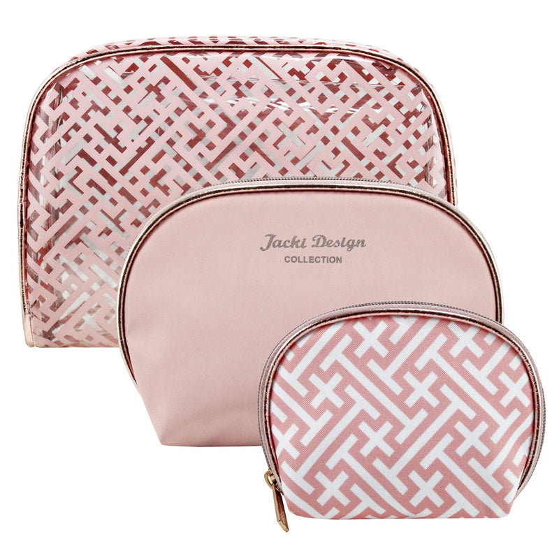 Kit de Necessaire com 3 Peças Diamantes Jacki Design - Rosa (ABC17380-RS)