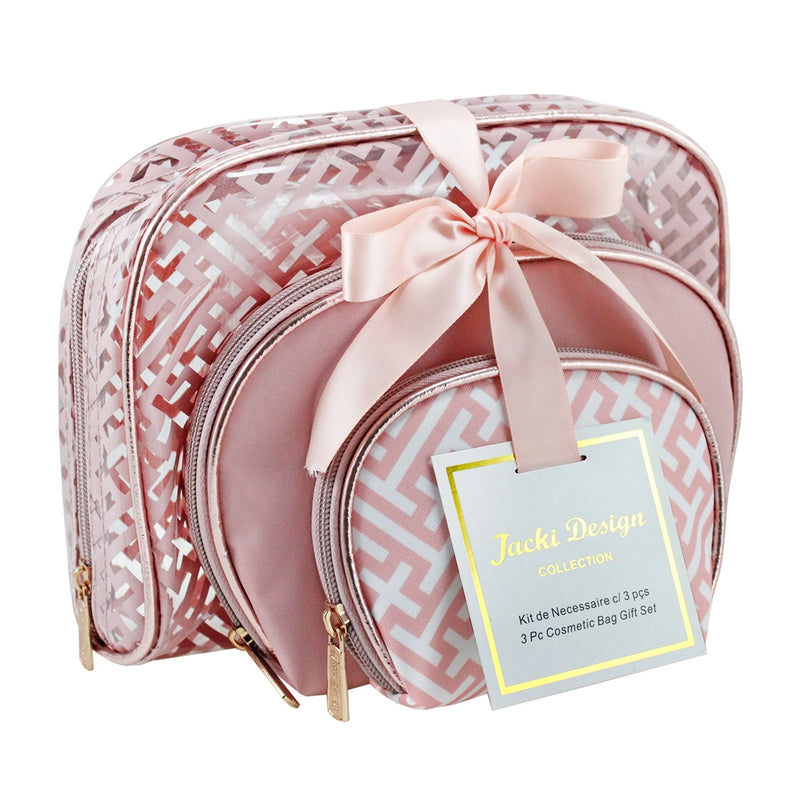 Kit de Necessaire com 3 Peças Diamantes Jacki Design - Rosa (ABC17380-RS)