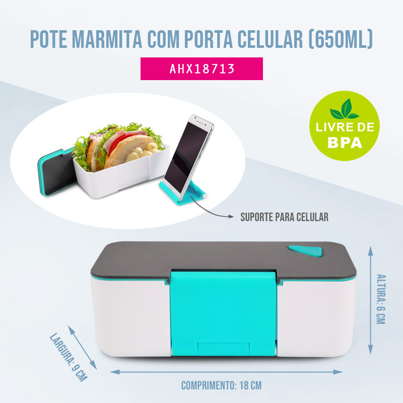 Pote Marmita com Porta Celular Lifestyle 650ml Jacki Design