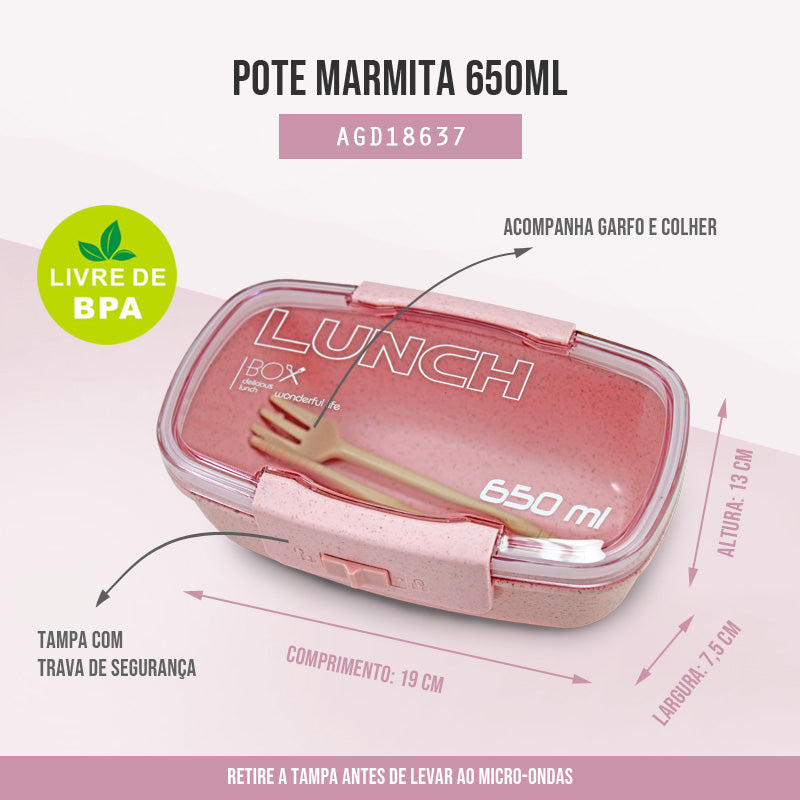 Pote Marmita Ecológica 650ml Jacki Design - Rosa