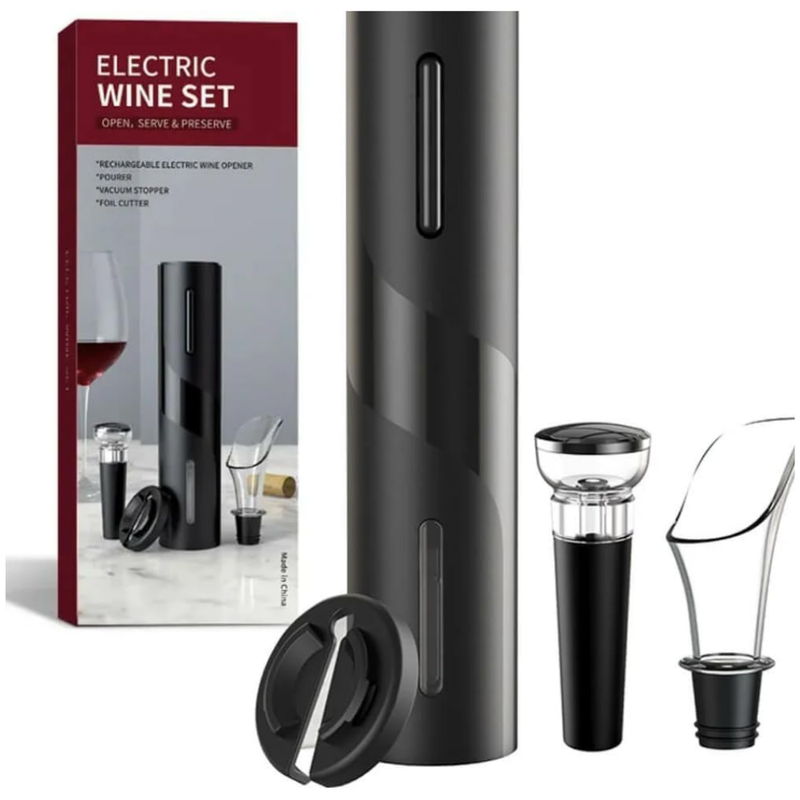 Kit Abridor de Vinho Garrafa Saca Rolha Elétrico