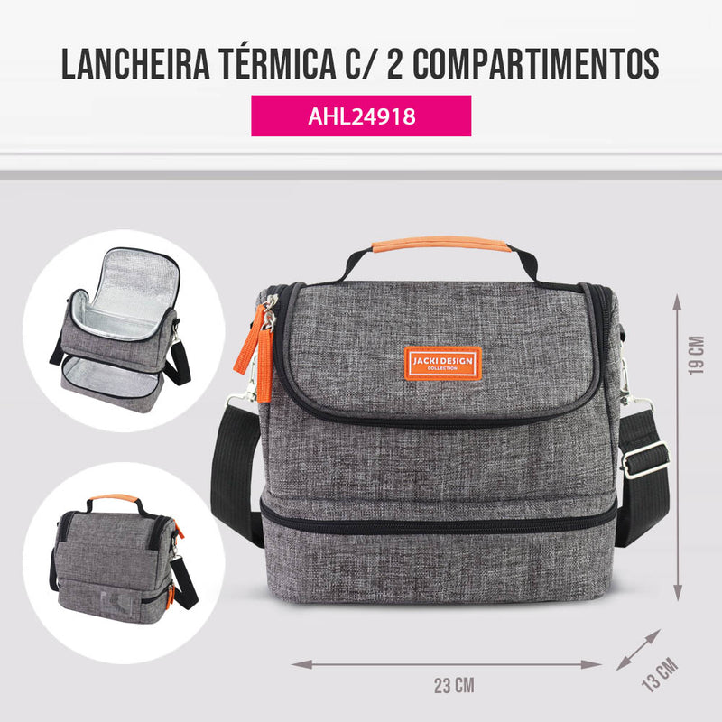 Bolsa Térmica com 2 Compartimentos Jacki Design - Vibe - Cinza