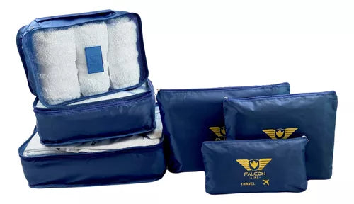 Organizador de Mala Bolsa Kit 6 Pecas Azul Marinho