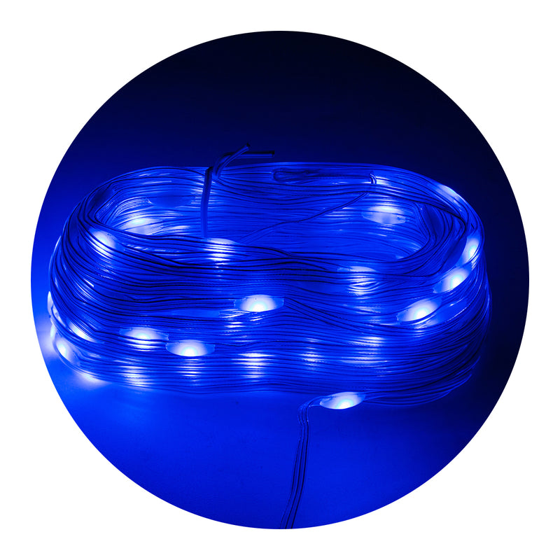 Led Pisca Linha Com 10 Metros Lampadas Tomada 8 Modos Natal Ano Novo Cor:Azul