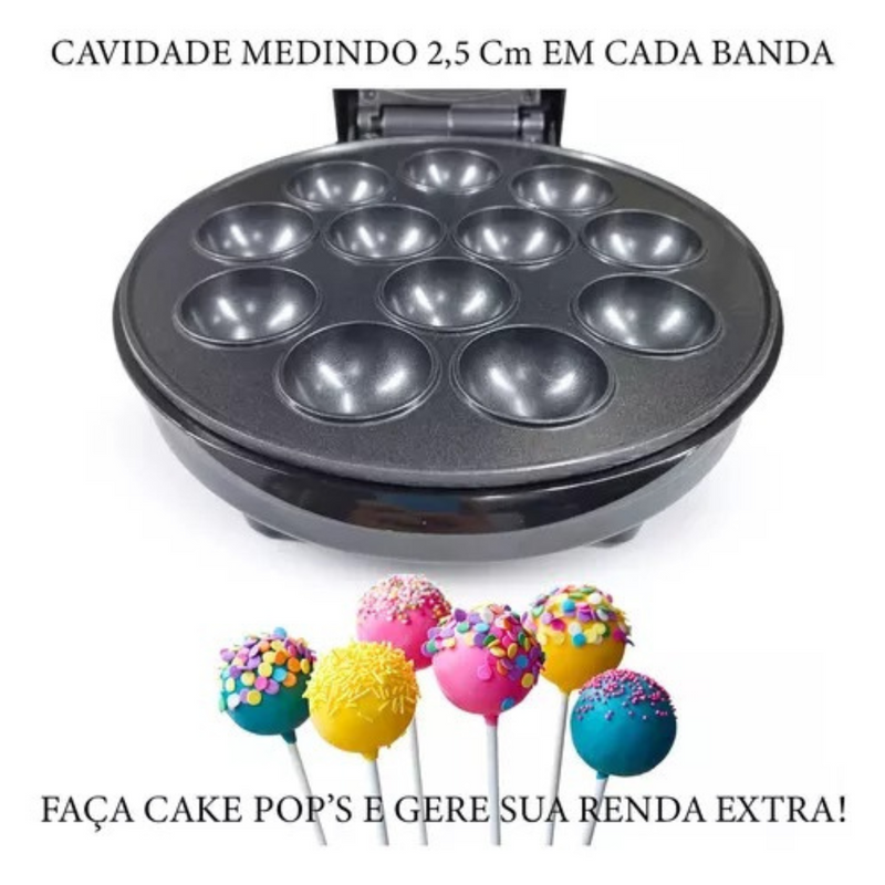 Mini Máquina De Cake Pop 12 Unidades Bolinho Antiaderente (D25-CAKEPOP12)