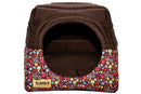 Cama Iglu e Toca Para Cachorro Luppet Luxo Marrom Floral