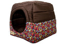Cama Iglu e Toca Para Cachorro Luppet Luxo Marrom Floral
