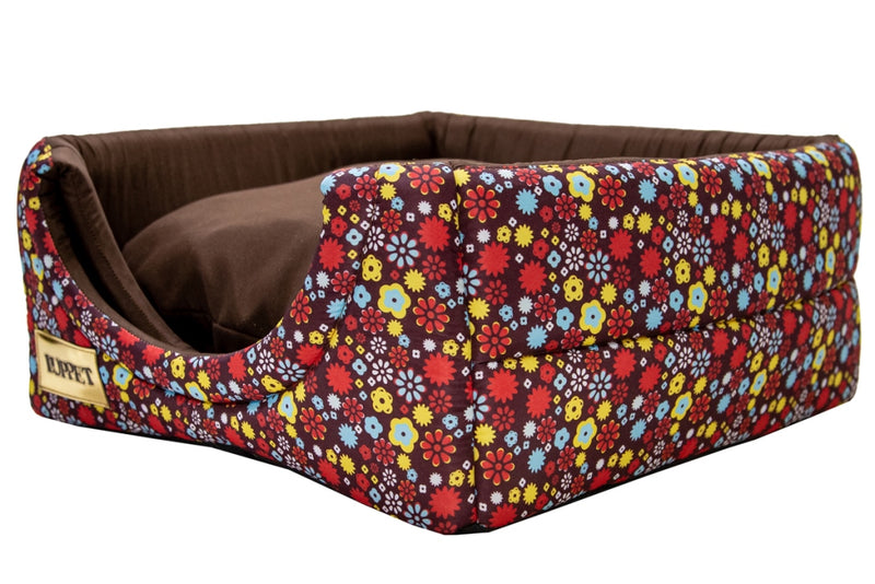 Cama Iglu e Toca Para Cachorro Luppet Luxo Marrom Floral