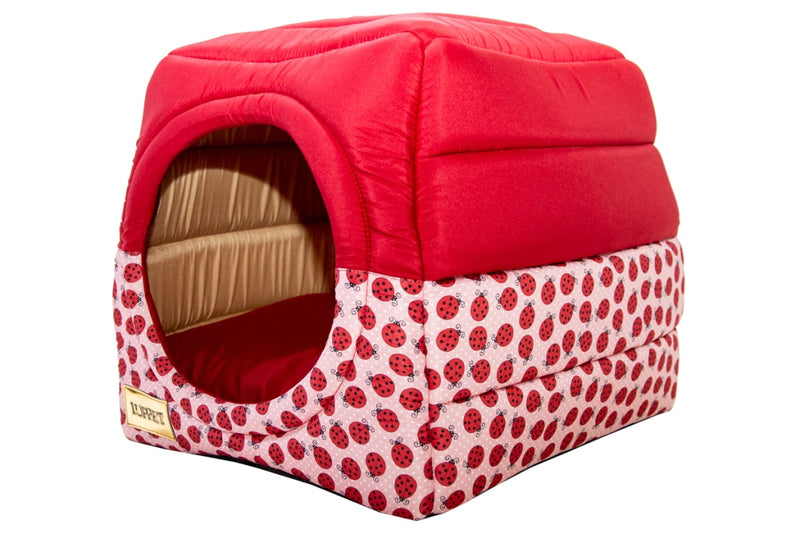 Cama Iglu e Toca Para Cachorro Luppet Luxo Vermelho Joaninha