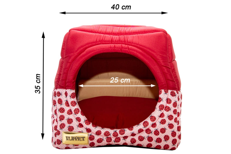 Cama Iglu e Toca Para Cachorro Luppet Luxo Vermelho Joaninha