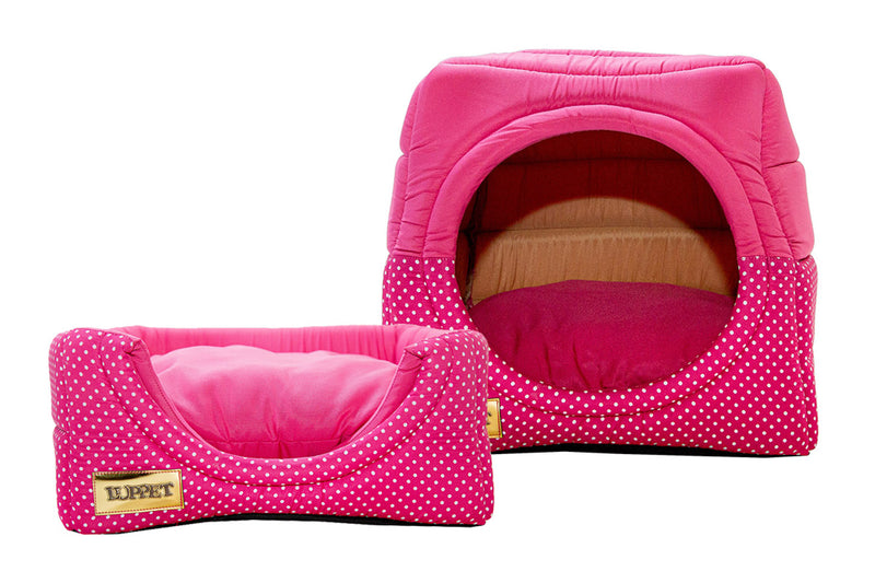 Cama Iglu e Toca Para Cachorro Luppet Rosa Poa Tamanho:G