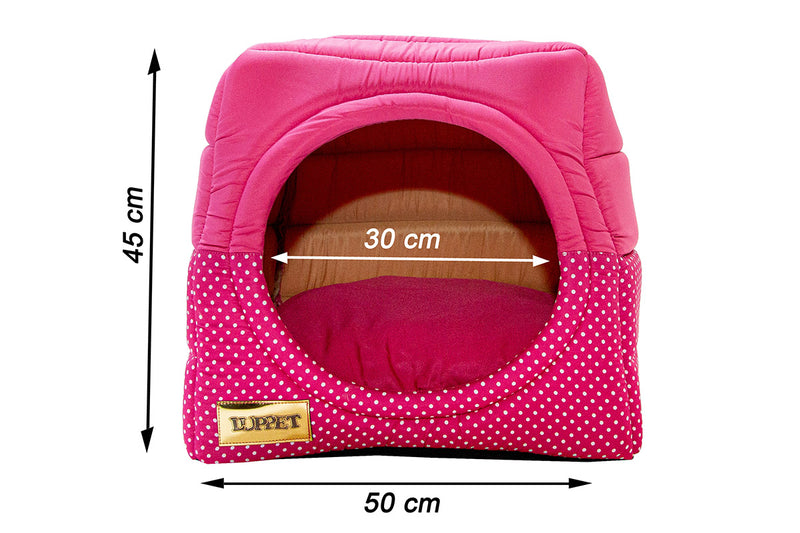 Cama Iglu e Toca Para Cachorro Luppet Rosa Poa Tamanho:G