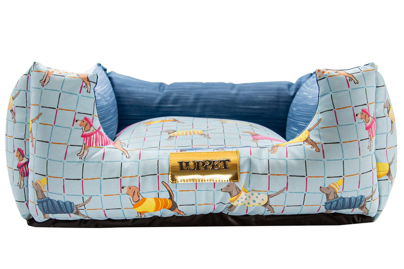 Cama para Cachorro Quadrada Impermeavel Luppet Azul Pets Tamanho:M