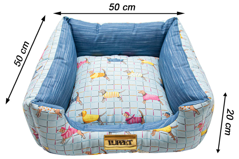 Cama para Cachorro Quadrada Impermeavel Luppet Azul Pets Tamanho:M