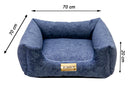 Cama Quadrada para Cachorro ou Gato Luppet Luxo Azul Petróleo