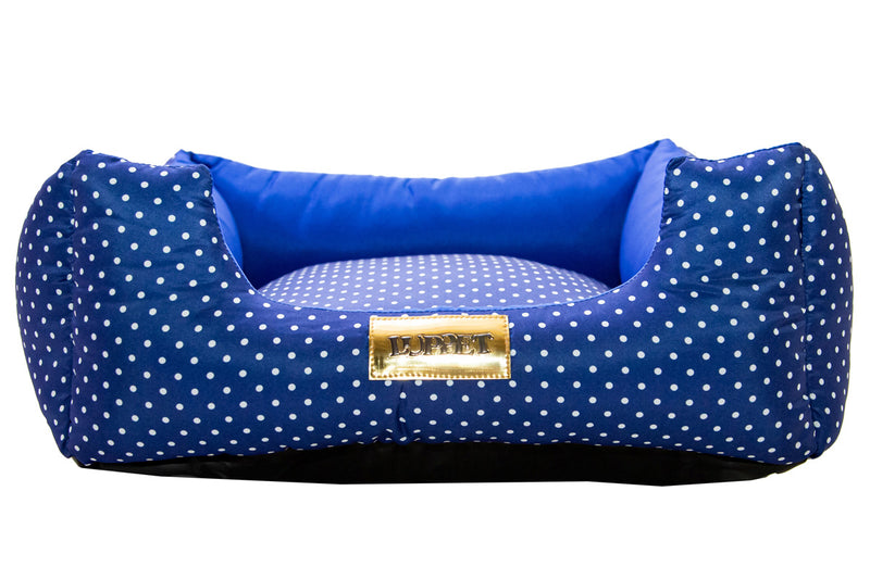Cama Quadrada para Cachorro ou Gato Luppet Luxo Azul Poa Tamanho:G