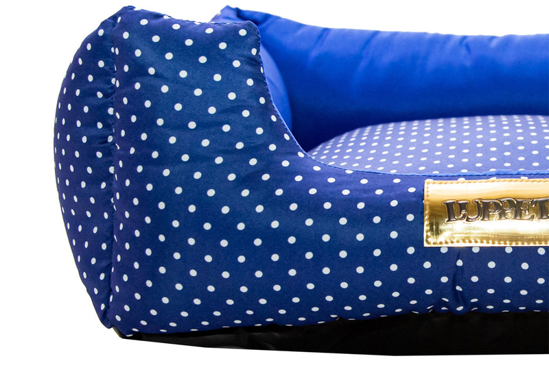 Cama Quadrada para Cachorro ou Gato Luppet Luxo Azul Poa Tamanho:G