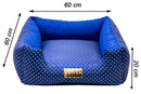 Cama Quadrada para Cachorro ou Gato Luppet Luxo Azul Poa Tamanho:G