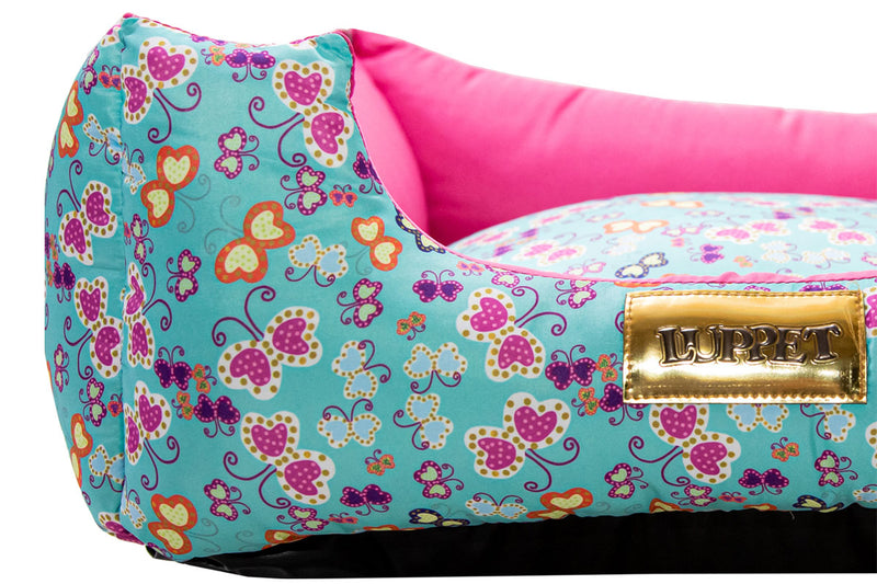 Cama Quadrada para Cachorro ou Gato Luppet Luxo Rosa Borboleta Tamanho:GG