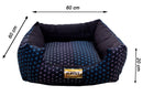 Cama Quadrada para Cachorro ou Gato Luppet Luxo Preto com Bolinhas coloridas Tam