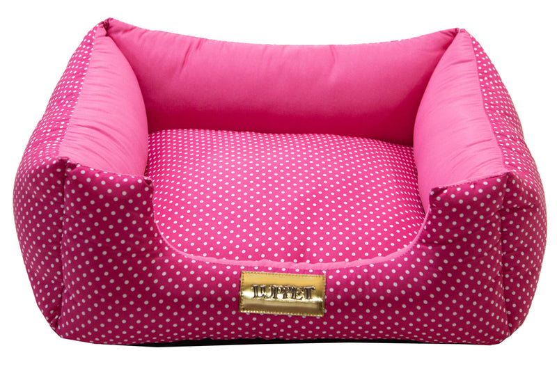 Cama Quadrada para Cachorro ou Gato Luppet Luxo Rosa Poa Tamanho:M