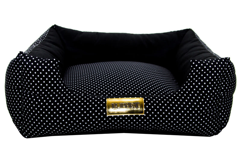 Cama Quadrada para Cachorro ou Gato Luppet Luxo Preto Poa Tamanho:M