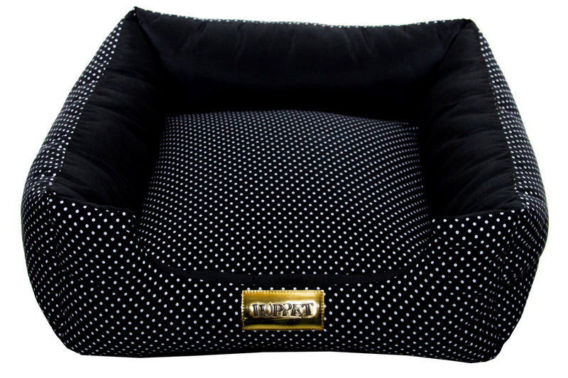 Cama Quadrada para Cachorro ou Gato Luppet Luxo Preto Poa Tamanho:M