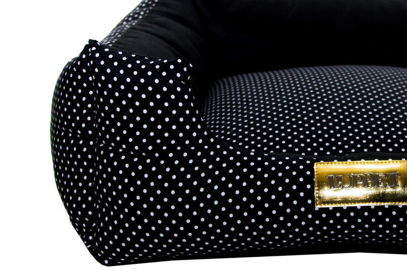 Cama Quadrada para Cachorro ou Gato Luppet Luxo Preto Poa Tamanho:M