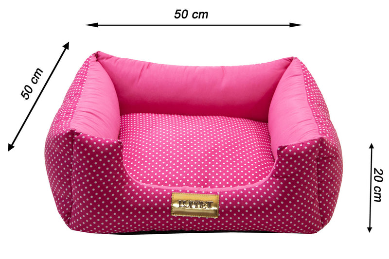 Cama Quadrada para Cachorro ou Gato Luppet Luxo Rosa Poa Tamanho:M