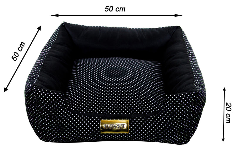 Cama Quadrada para Cachorro ou Gato Luppet Luxo Preto Poa Tamanho:M