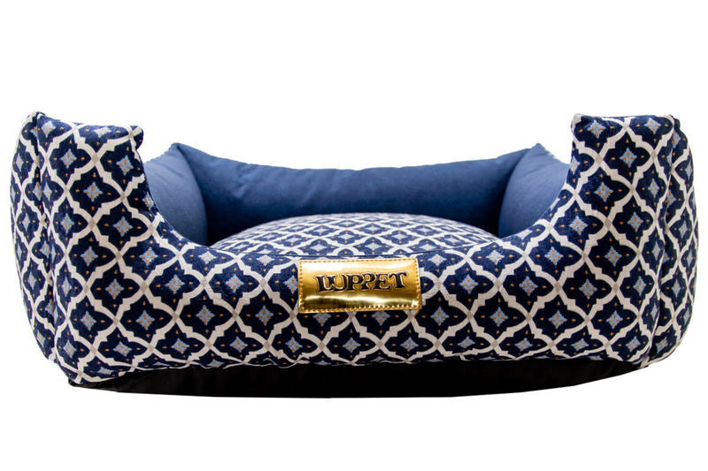 Cama Quadrada para Cachorro ou Gato Luppet Marinho Geometrico