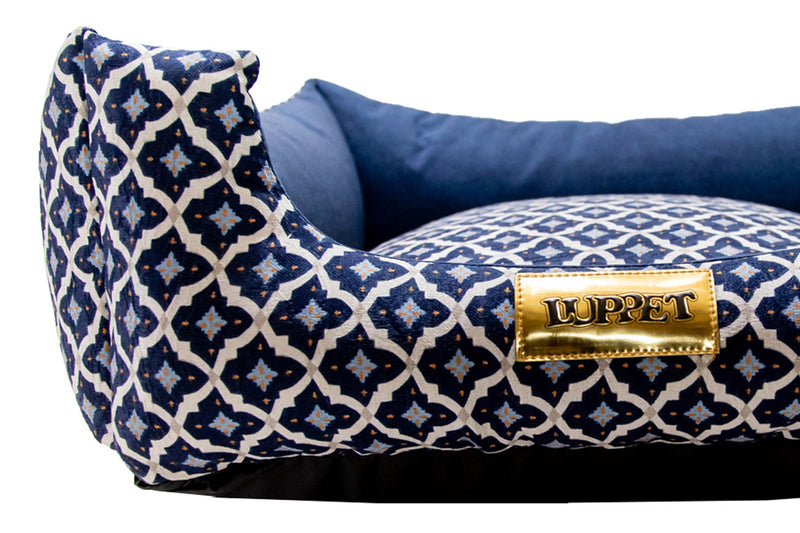 Cama Quadrada para Cachorro ou Gato Luppet Marinho Geometrico