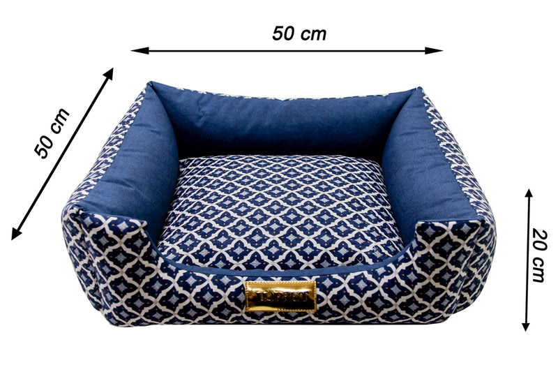 Cama Quadrada para Cachorro ou Gato Luppet Marinho Geometrico